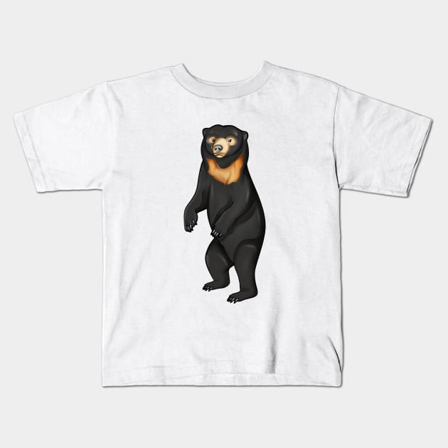 Drawing of a sun bear Kids T-Shirt by Modern Medieval Design